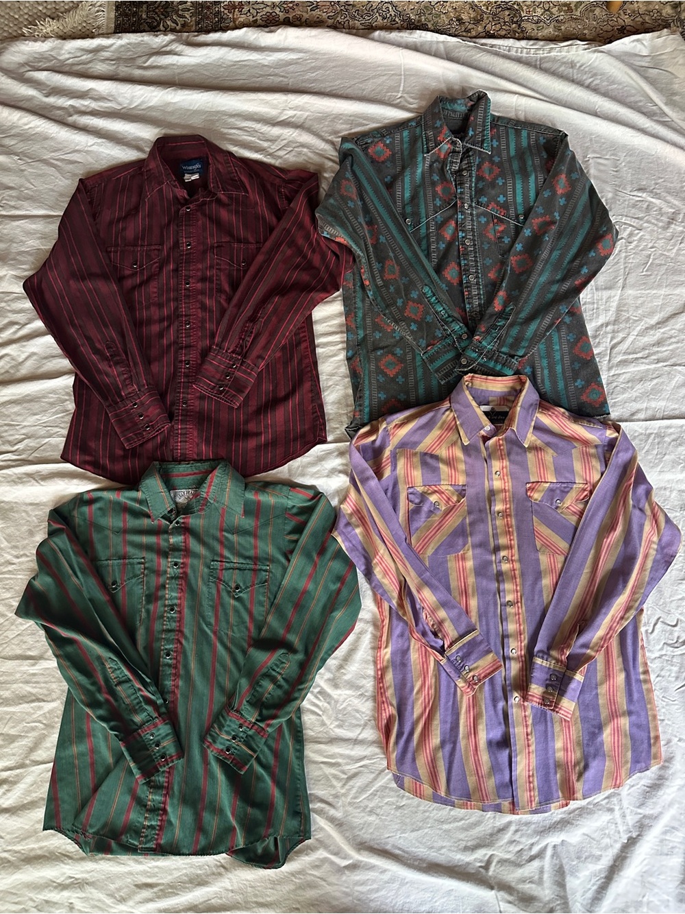 Vintage Wrangler & Western Pearl Snap Shirt Lot (4 Pack) – Wrangler, Ely…